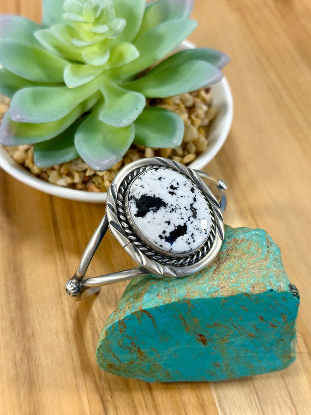 White Buffalo Sterling Silver Cuff Bracelet
