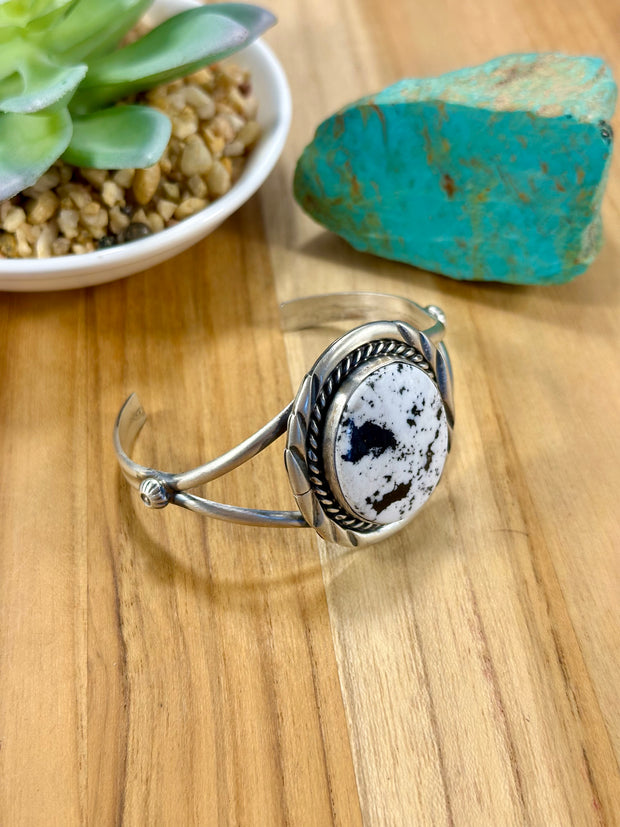 White Buffalo Sterling Silver Cuff Bracelet