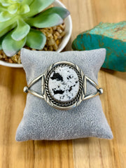 White Buffalo Sterling Silver Cuff Bracelet