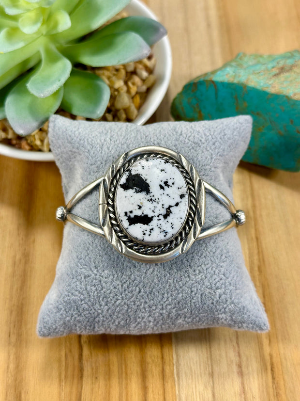 White Buffalo Sterling Silver Cuff Bracelet