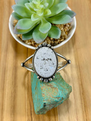 White Buffalo & Sterling Silver Cuff