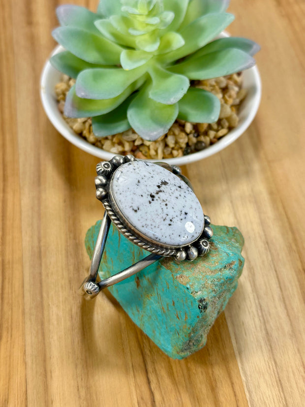 White Buffalo & Sterling Silver Cuff