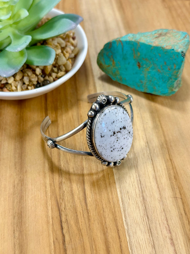 White Buffalo & Sterling Silver Cuff