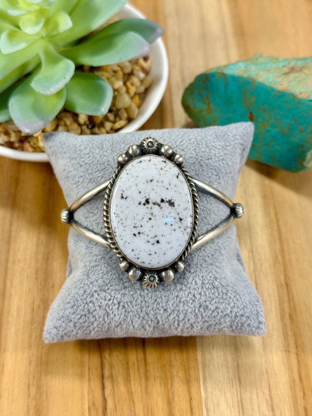 White Buffalo & Sterling Silver Cuff