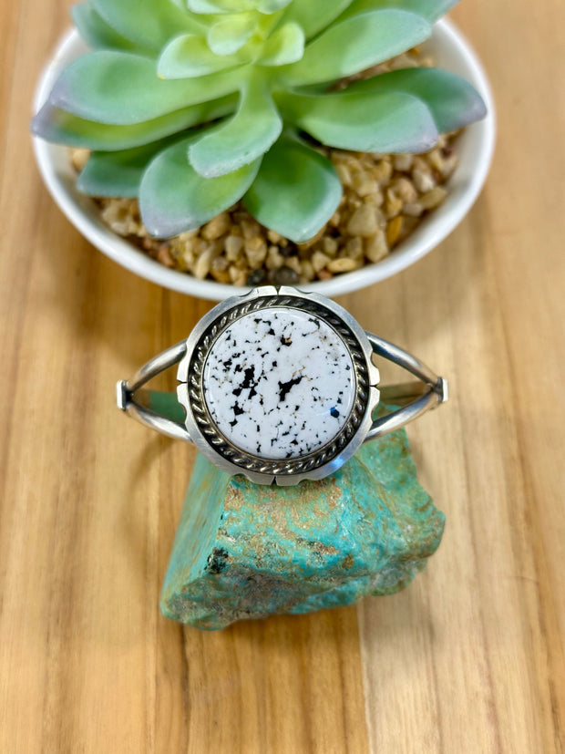 White Buffalo Sterling Silver Cuff Bracelet
