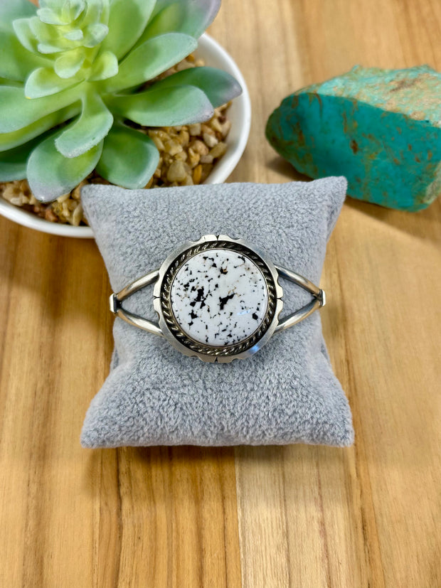 White Buffalo Sterling Silver Cuff Bracelet