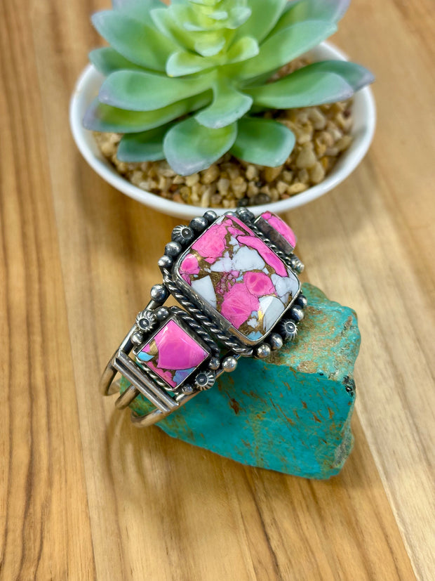 Square Cotton Candy & Sterling Silver Cuff