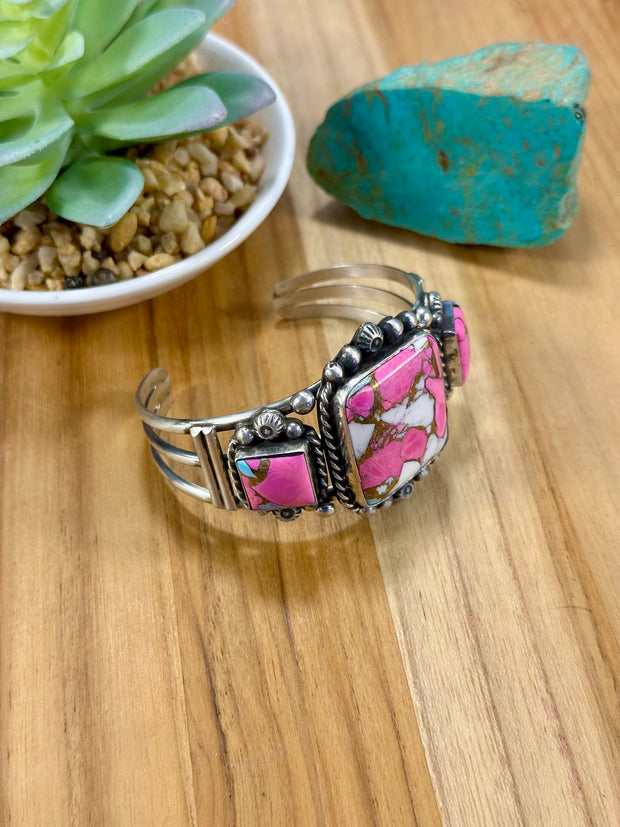 Square Cotton Candy & Sterling Silver Cuff
