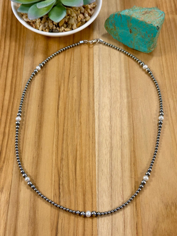 Fresh Water Pearl & Sterling Silver Pearl Necklace