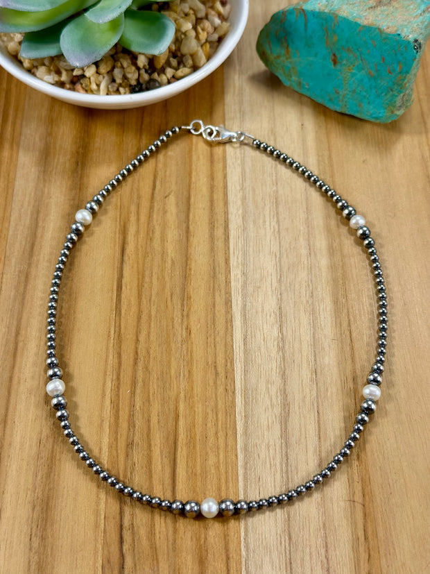 Fresh Water Pearl & Sterling Silver Pearl Necklace