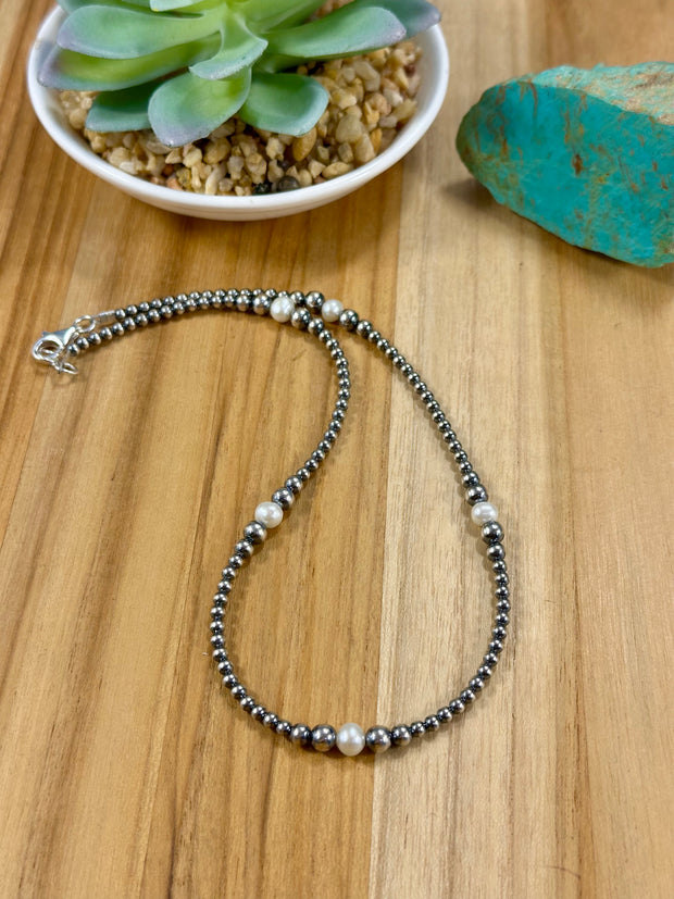 Fresh Water Pearl & Sterling Silver Pearl Necklace