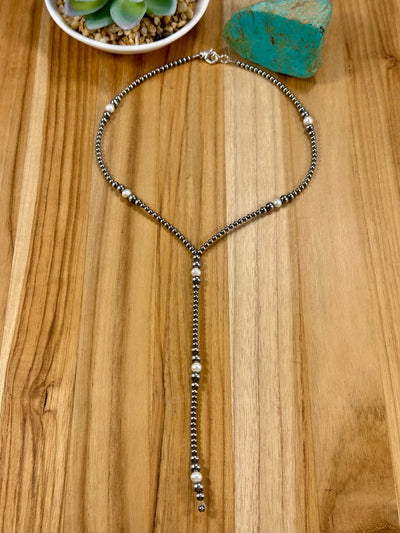 Fresh Water Pearl & Sterling Silver Pearl Y - Necklace