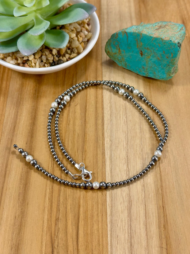 Fresh Water Pearl & Sterling Silver Pearl Y - Necklace