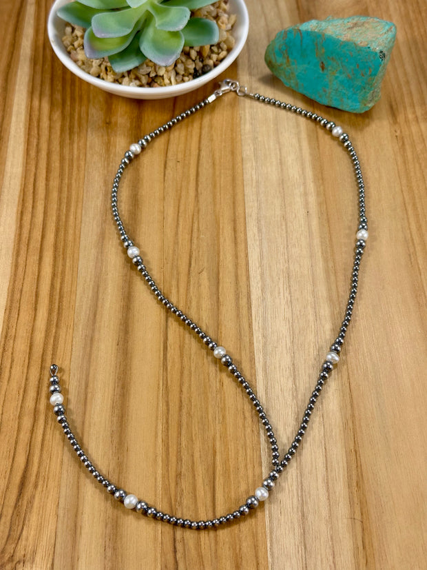 Fresh Water Pearl & Sterling Silver Pearl Y - Necklace