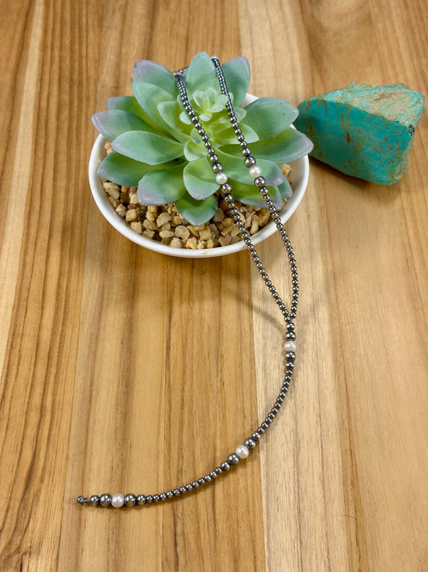 Fresh Water Pearl & Sterling Silver Pearl Y - Necklace