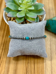 Kingman Turquoise & Sterling Silver Pearl Bracelet