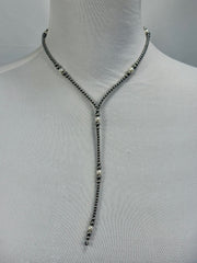 Fresh Water Pearl & Sterling Silver Pearl Y - Necklace