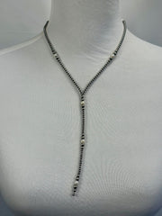 Fresh Water Pearl & Sterling Silver Pearl Y - Necklace