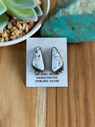White Buffalo Stone Triangle Earring