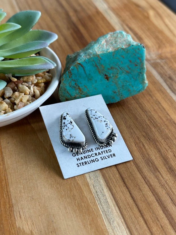 White Buffalo Stone Triangle Earring