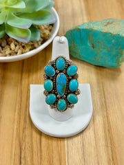 Kingman Turquoise Flower Cluster Ring