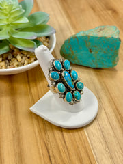 Kingman Turquoise Flower Cluster Ring