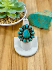 Kingman Turquoise Flower Cluster Ring
