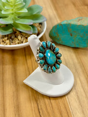 Kingman Turquoise Flower Cluster Ring