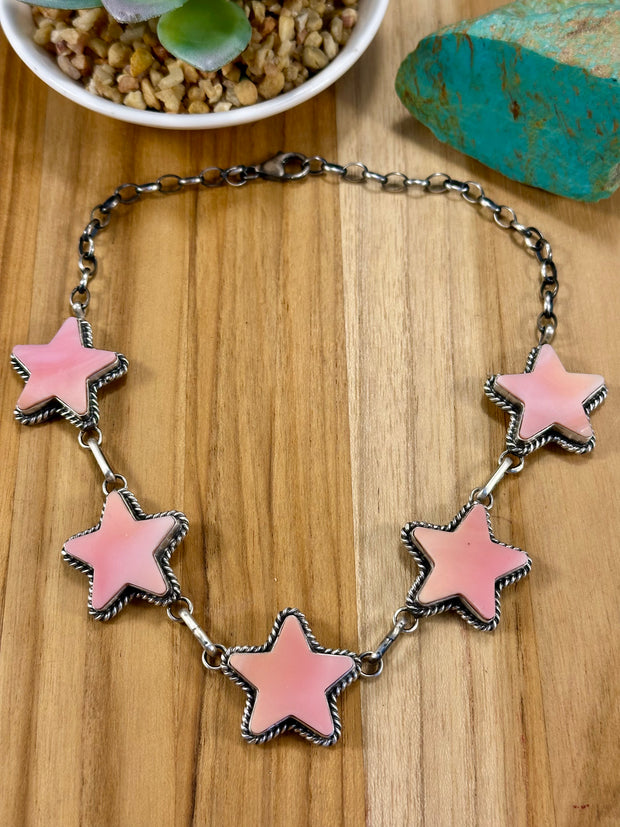 Pink Conch Sterling Silver Star Choker