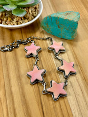 Pink Conch Sterling Silver Star Choker