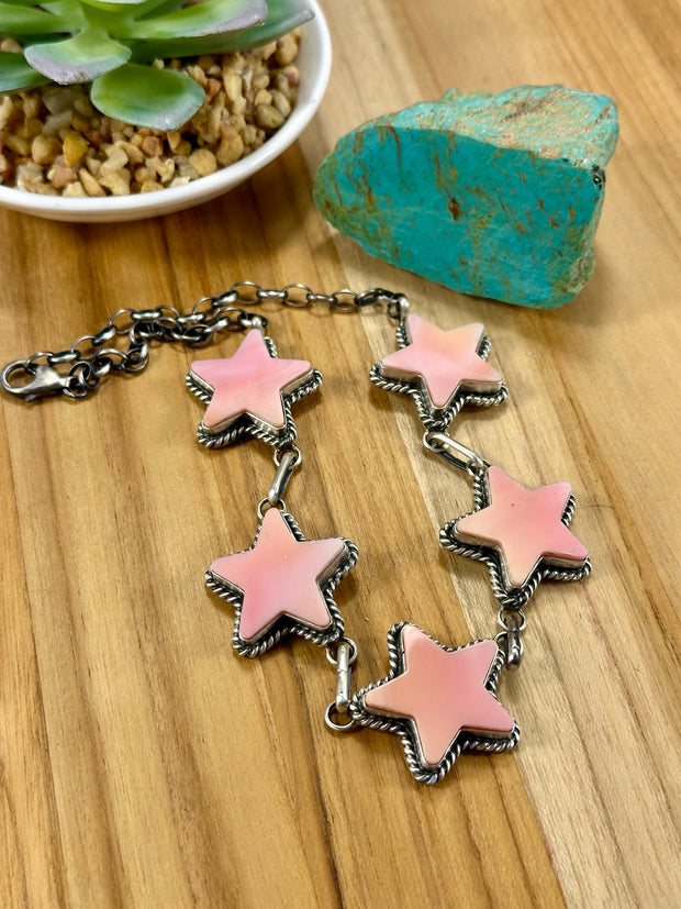 Pink Conch Sterling Silver Star Choker