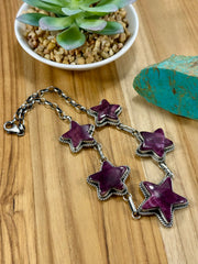 Purple Spiny Sterling Silver Star Choker