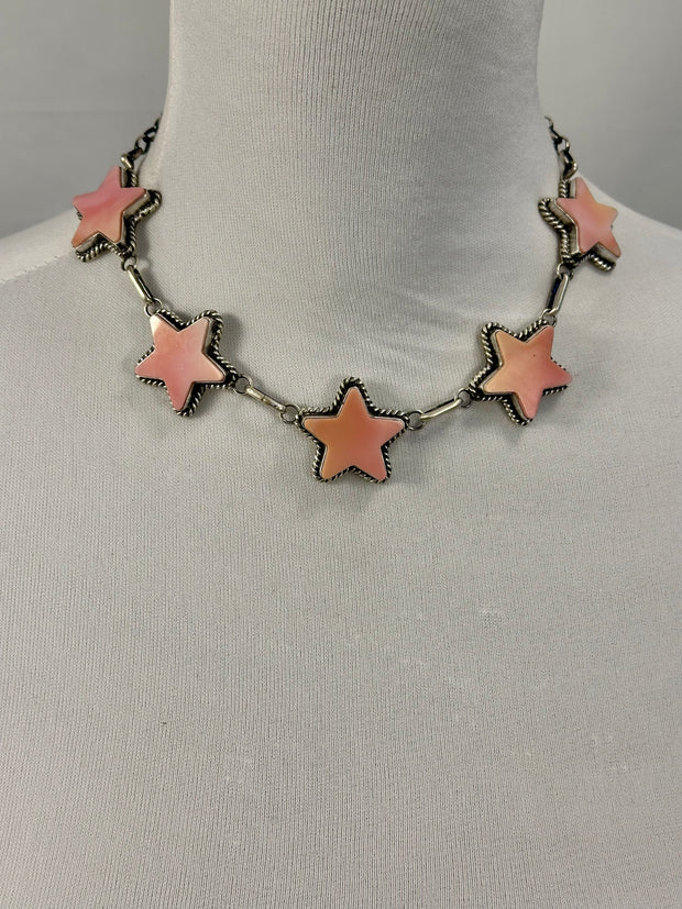 Pink Conch Sterling Silver Star Choker