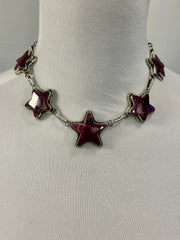 Purple Spiny Sterling Silver Star Choker