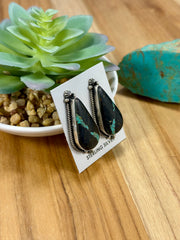 Black Jack Tear Drop Sterling Silver Earrings