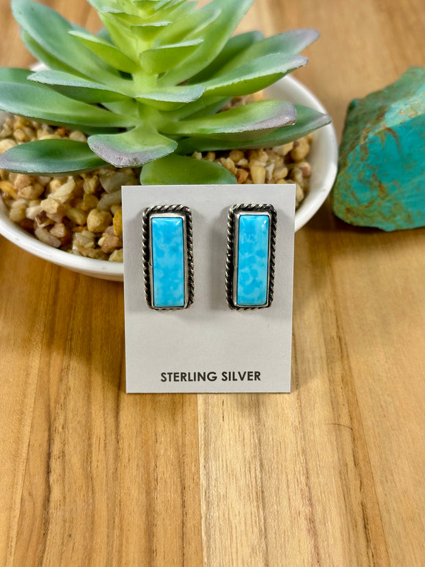 Kingman Turquoise Bar Stud Earrings
