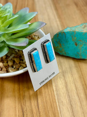 Kingman Turquoise Bar Stud Earrings