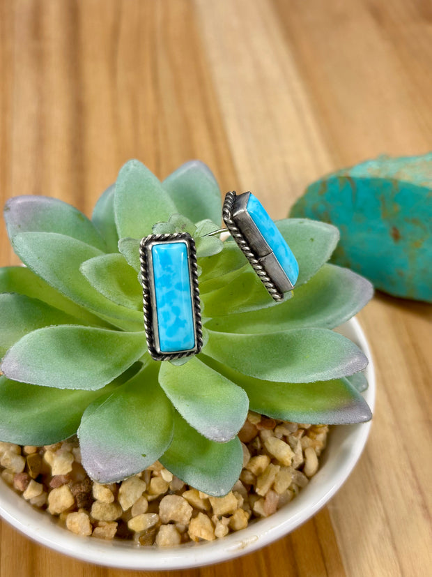 Kingman Turquoise Bar Stud Earrings