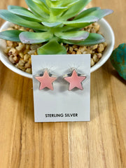 Pink Conch Star Stud Earrings