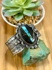 Black Jack Oval Sterling Silver Cuff Bracelet