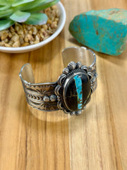 Black Jack Oval Sterling Silver Cuff Bracelet