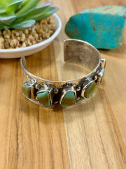 Kingman Turquoise 7 Stone Sterling Silver Cuff Bracelet