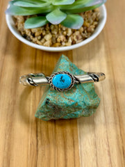 Sleeping Beauty Single Stone Sterling Silver Cuff Bracelet