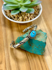 Sleeping Beauty Single Stone Sterling Silver Cuff Bracelet