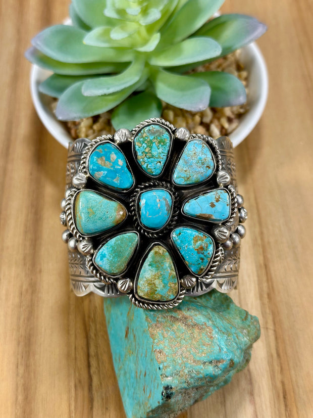 Royston Floral Cluster Stone Sterling Silver Cuff