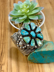 Royston Floral Cluster Stone Sterling Silver Cuff