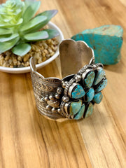 Royston Floral Cluster Stone Sterling Silver Cuff