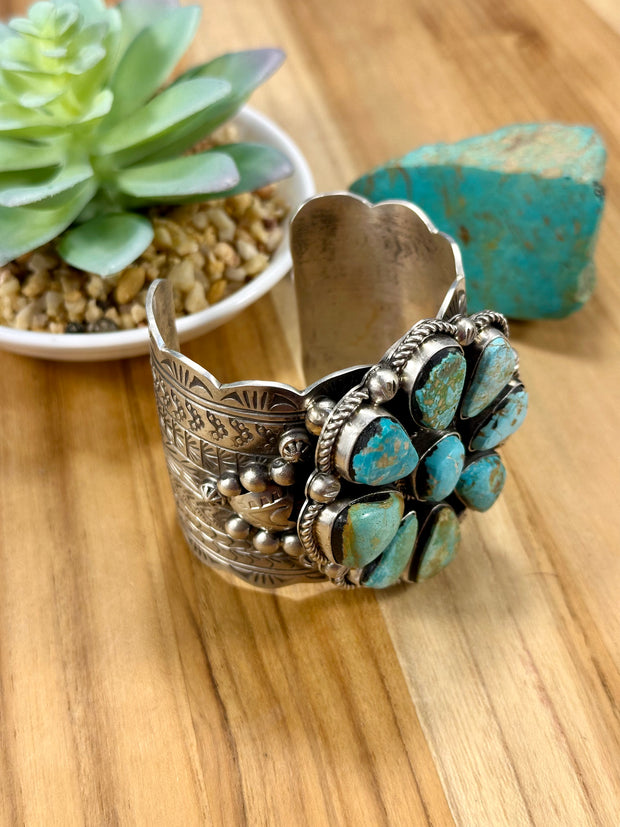 Royston Floral Cluster Stone Sterling Silver Cuff