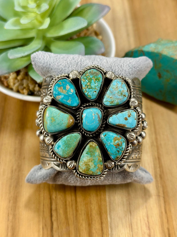 Royston Floral Cluster Stone Sterling Silver Cuff