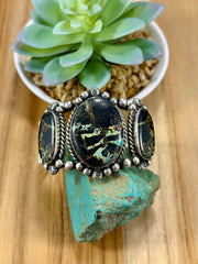 Black Jack 3 Stone Sterling Silver Cuff